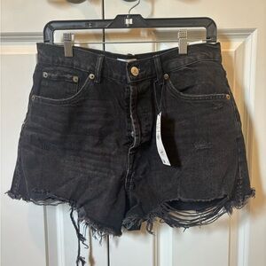 Zara Black Jean Shorts Distressed High-Waisted